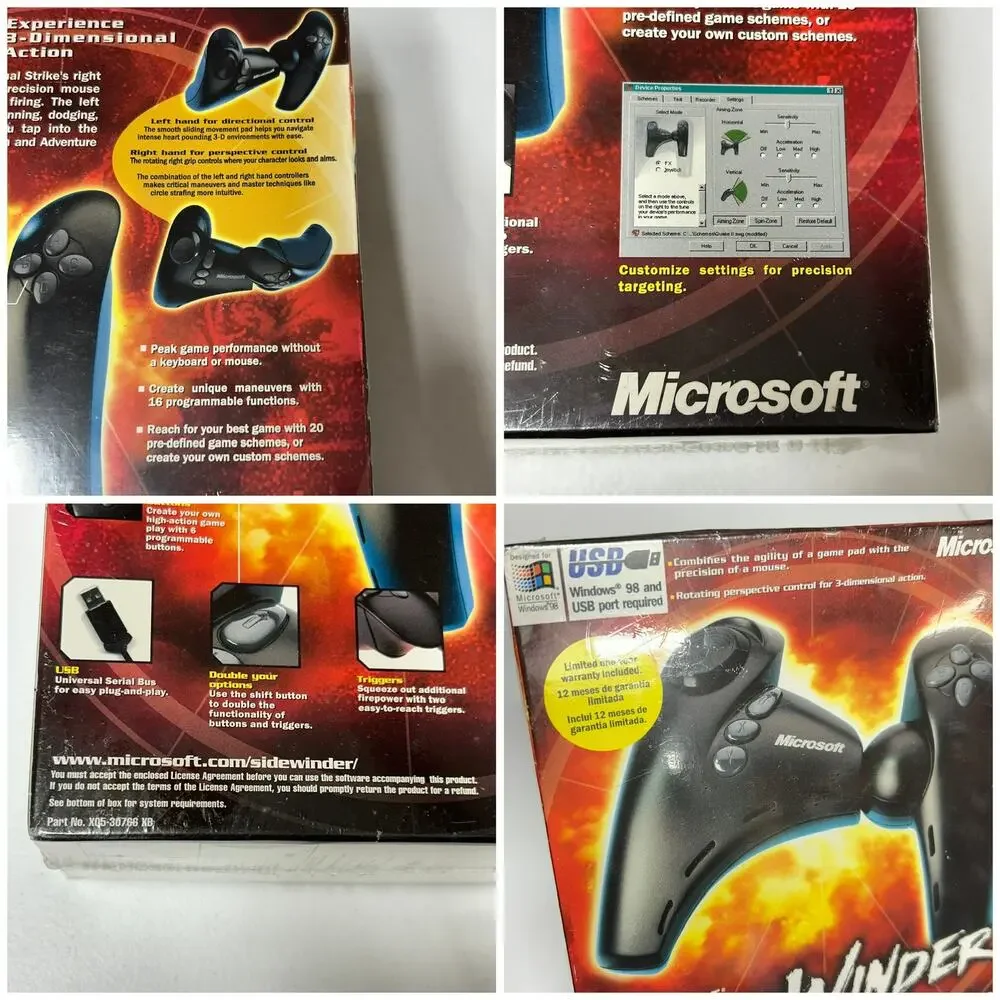 Microsoft Windows 98 Sidewinder Dual Strike USB PC Controller Gamepad NEW Sealed